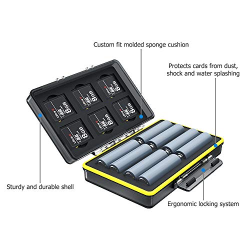 JJC Estuche para Tarjetas de memorias: 6 Tarjetas SD SDHC SDXC y 8 Pilas AA