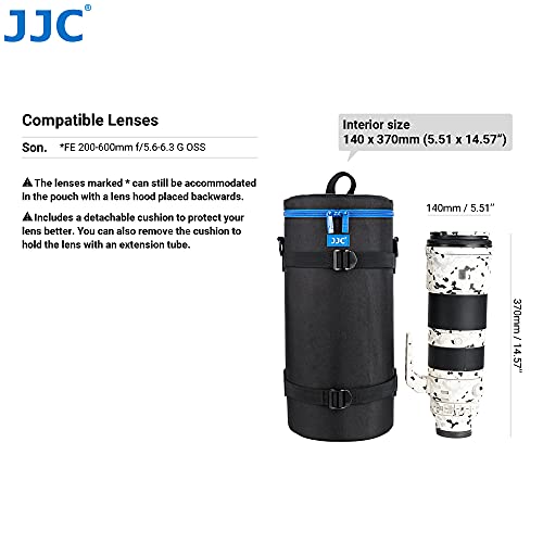 JJC Resistente al Agua Deluxe Funda Protectoras Bolsa con Correa para Sony FE 200-600mm f/5.6-6.3 G OSS Objetivo y Lentes con 140 x 370mm (5.51 x 14.57”)