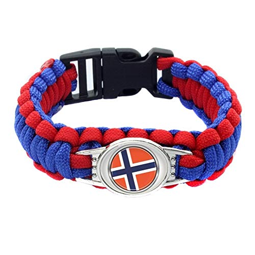 JJZHY Fans De Regalo Hechos A Mano De La Pulsera De La Cuerda del Paraguas De La Bandera del Fútbol De Noruega,Noruega,M