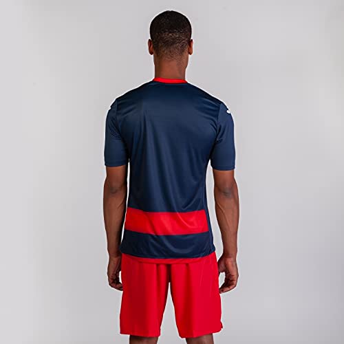 Joma Europa III Camiseta de Juego Manga Corta, Hombre, Marino/Rojo, S
