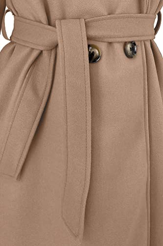 JOPHY & CO. Abrigo doble mujer invierno con capucha y cinturón (cód. 6595), barro, XS