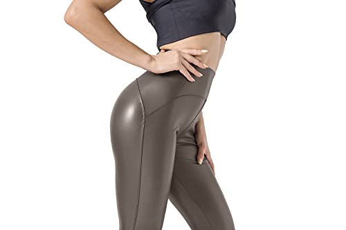 JOPHY & CO. Leggings ajustados Skinny para mujer, bielástico, piel sintética y Push-Up, colores mate (cód. 9810), barro, M