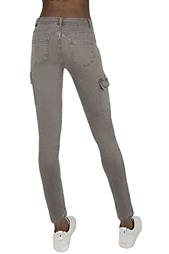 JOPHY & CO. Pantalón de mujer de algodón elástico bolsillos delanteros con cremallera (cód. 1080 & 1082), Barro (Cod.1082), L