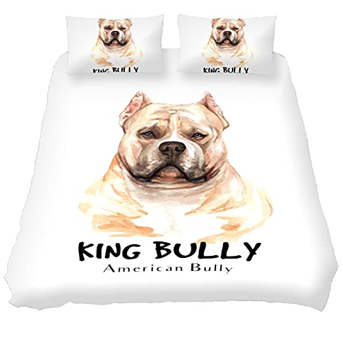 Josid American Bully - Juego de funda de edredón 100% lavado tencel 3 piezas, suave y transpirable con cierre de cremallera y lazos en las esquinas, tamaño extra largo doble