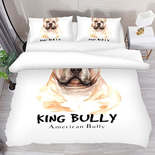 Josid American Bully - Juego de funda de edredón 100% lavado tencel 3 piezas, suave y transpirable con cierre de cremallera y lazos en las esquinas, tamaño extra largo doble