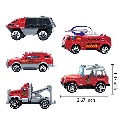 JOYIN Camión de Bomberos Juguete 10 En 1 Die-Cast Coche Mini Modelo Construcción Vehículo de Juguete Regalo para Niño 3 4 5 6 Años