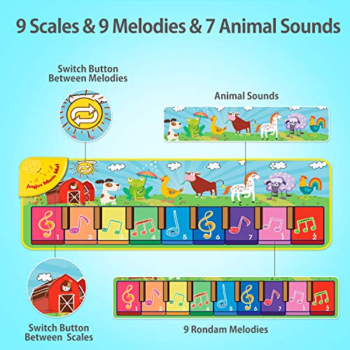 Joyjoz Alfombra Musical con 25 Sonidos, Alfombra de Piano de Teclado para Bebé, Alfombra Piano de Animales para Niños Niñas de 1 a 5 Años (100*36cm)