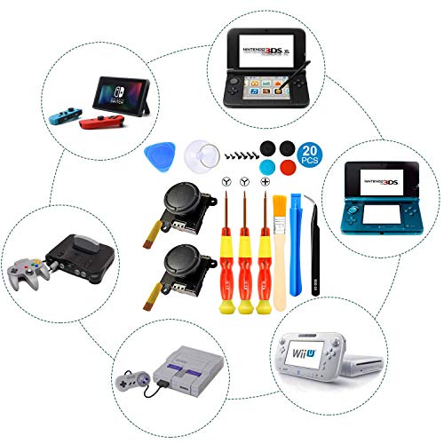 Joysticks Analógicos de 2 paquetes para Nintendo Switch Joy-Con Reparación, controlador 3D de reemplazo izquierdo y derecho Barra analógica de control con Destornillador Herramientas de Recambio