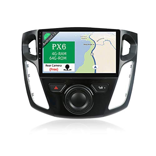 JOYX PX6 Android 10 Autoradio Compatible para Ford Focus (2012-2017) | Gratis Canbus Cámara - [4G+64G] - 2 DIN - 9 Pulgada - Apoyo HDMI AHD-Cámara 4K-Video Dab 4G WLAN Bluetooth Carplay Mirrorlink