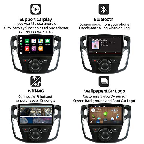 JOYX PX6 Android 10 Autoradio Compatible para Ford Focus (2012-2017) | Gratis Canbus Cámara - [4G+64G] - 2 DIN - 9 Pulgada - Apoyo HDMI AHD-Cámara 4K-Video Dab 4G WLAN Bluetooth Carplay Mirrorlink