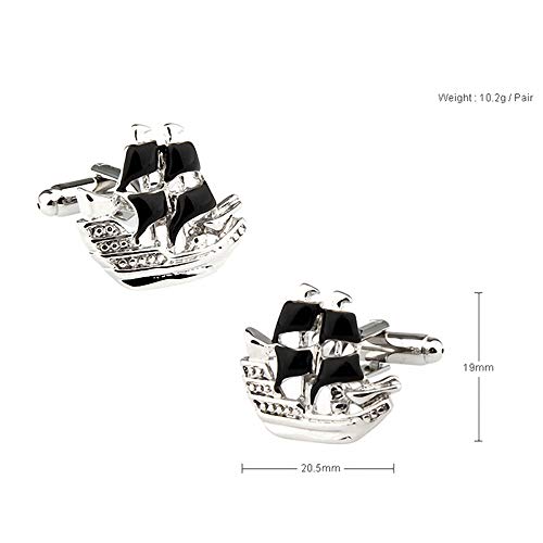 JU FU Accesorios para Hombres Gemelos - Navegación de Barco Pirata Negro Metal 3D Gemelos, Camisas de Esmoquin Concierto de Bodas, Color Plata / 1 par @@