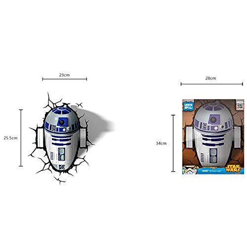 JU FU - Luminaria Lámpara de pared - 3D Light FX 816733020631 50031 Star Wars R2D2 3D Deco Light, plástico, blanco/azul @ (color : A)