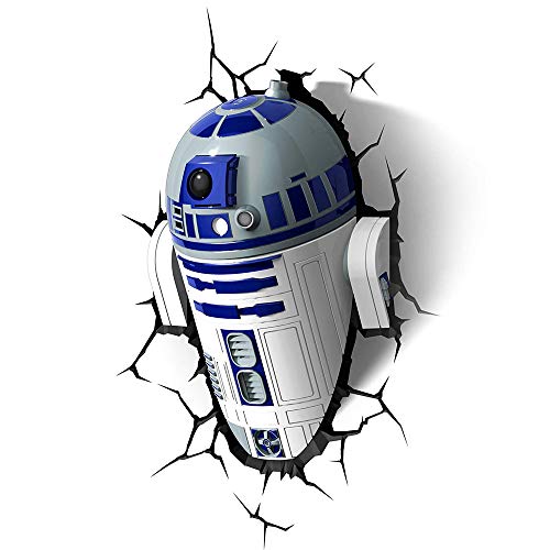 JU FU - Luminaria Lámpara de pared - 3D Light FX 816733020631 50031 Star Wars R2D2 3D Deco Light, plástico, blanco/azul @ (color : A)