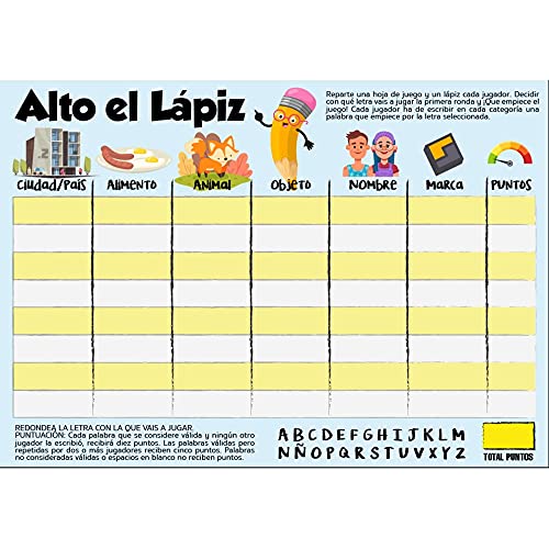 Juego Alto el Lapiz Tutti Frutti Stop Divertido con Bloc y lapices para Jugar con Amigos