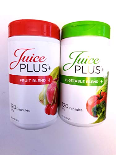 Juego de 2 botes de suplemento Juice Plus+ con 120 cápsulas de mezcla de frutas y verduras