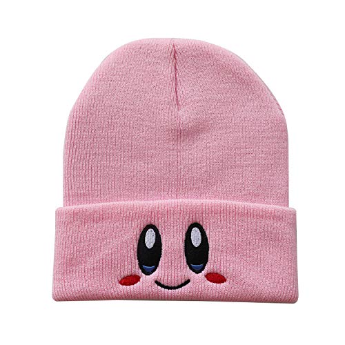 juego de 2 gorros de punto Kirby Star gorro elástico bordado (rosa y blanco)