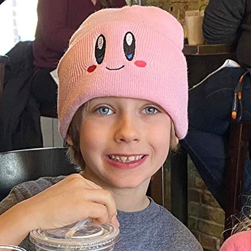 juego de 2 gorros de punto Kirby Star gorro elástico bordado (rosa y blanco)