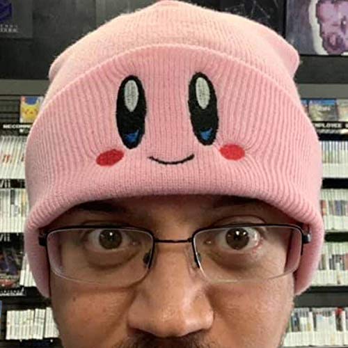 juego de 2 gorros de punto Kirby Star gorro elástico bordado (rosa y blanco)