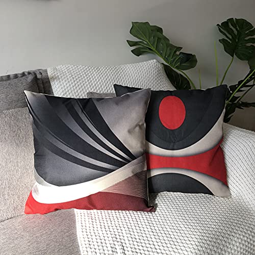 Juego de 4 Fundas Cojines 45x45 linaza Modernas Cojines Decoracion para Sofa (Abstracto)