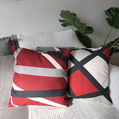 Juego de 4 Fundas Cojines 45x45 linaza Modernas Cojines Decoracion para Sofa (Abstracto)