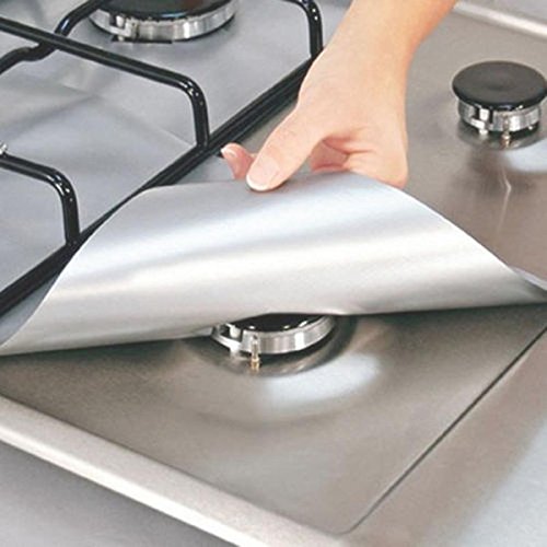Juego de 4 Piezas genéricas Reutilizables de lámina de Gasolina Hob, Gama Stovetop Quemador Cubierta Protectora para Limpieza de Herramientas de Cocina