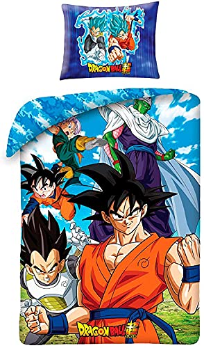 Juego de Cama Dragonball Funda de Edredón 140 x 200 cm y Funda de Almohada 70 x 90 cm, 100% Algodón