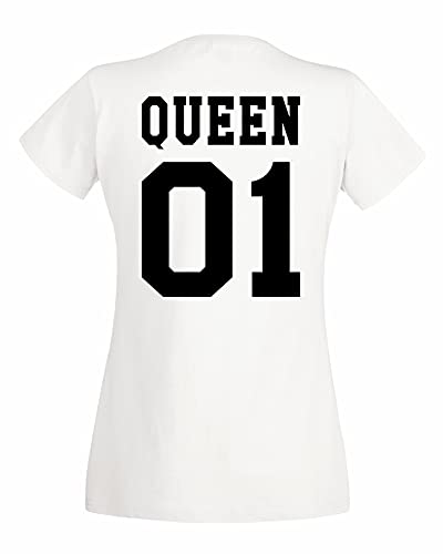 Juego de camiseta para hombre y mujer, con varias opciones de texto, Color blanco., XXL
