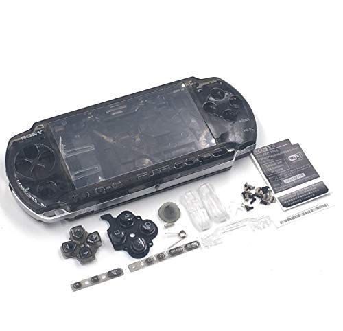 Juego de carcasa de repuesto con botones para Sony PSP3000, PSP 3000, 3001, 3002, 3003, 3004, color negro transparente