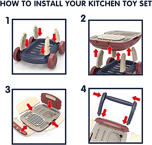 Juego de cocina para niños con sonido ligero, simulación de vapor, fregadero de agua corriente, estufa de cocina con vapor, juguete para barbacoa y alimentos, regalos para niños pequeños 25 piezas