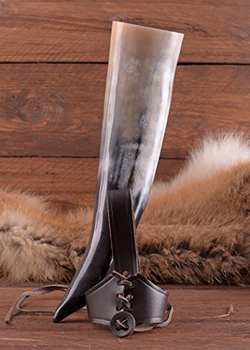 Juego de cuerno para beber, en diferentes tamaños concinturón de cuero, para aguamiel, vikingos, Edad Media, 400 ml