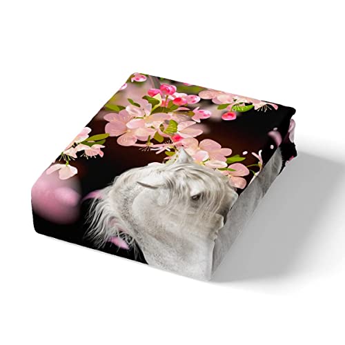 Juego de Funda nórdica de Caballo,Juego de Ropa de Cama con decoración de Caballo Palomino Blanco,Individual para niños,niñas,Juego de Camas con patrón de Animales Salvajes,colección de Dorm