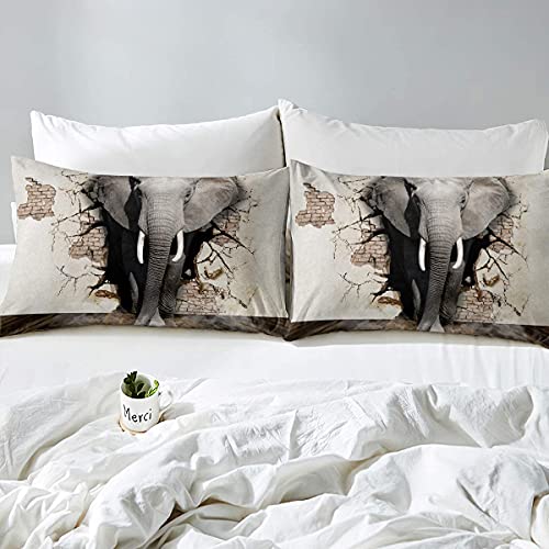 Juego de Funda nórdica para niños Juego de Ropa de Cama de Elefante para niños Juego de edredón 3D Safari Wildlife Funda de Colcha de Animales Salvajes africanos Funda de edredón personaliz
