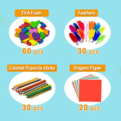 Juego de Manualidades, Kit Manualidades niños, Pipe Cleaners Crafts Set, Limpiadores de Pipa Chenilla y Pompoms con Wiggle Eyes y Craft Sticks, Juego Creativo Regalo para Craft DIY Art Supplies