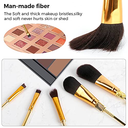 Juego de pinceles de maquillaje Attack on Titan Anime Collection para base, colorete, sombra de ojos, corrector de ojos, delineador de ojos, polvo líquido, regalo para niñas y mujeres, 5 piezas, oro