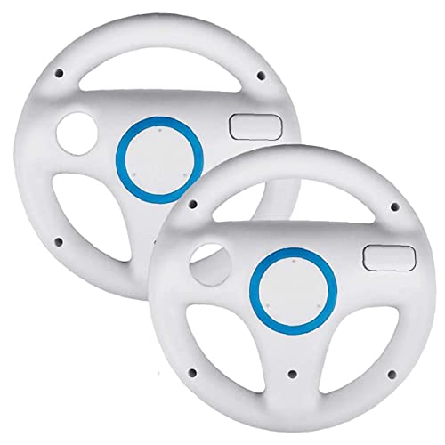 Juego Volante y 2 ruedas de dirección, traje de ruedas de dirección para Mario Kart Wii, traje para Mario Kart Racing Wheel Fit para Nintendo Wii (White) Por Mednkoku