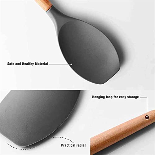 Juegos de herramientas de cocina Silicona Spátula Conjunto De 4 Con Fahrenheit Resistente Al Calor, Espátula De Goma Handle De Madera Utensilios De Cocina Lccdsd (Color : Black)