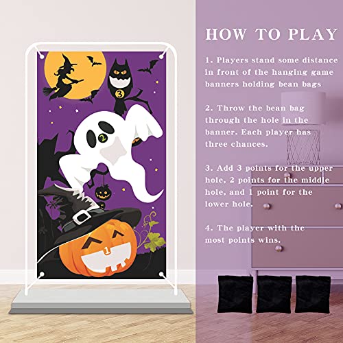 Juegos de Lanzamiento de Bolsas de Frijoles de Halloween, Juegos de Fiesta de Halloween para niños y Adultos al Aire Libre, Juegos de Lanzamiento de Halloween Juego de 3 sillas de Bolsas de Frijoles