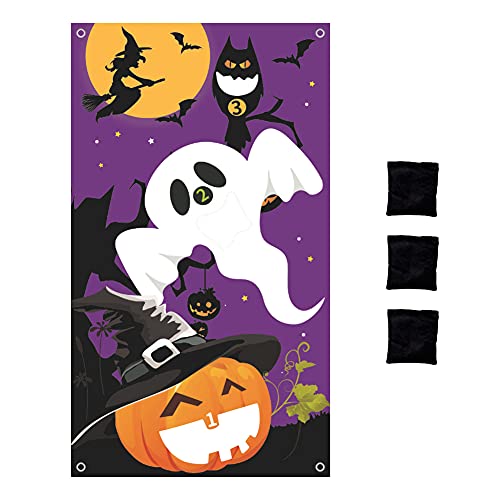 Juegos de Lanzamiento de Bolsas de Frijoles de Halloween, Juegos de Fiesta de Halloween para niños y Adultos al Aire Libre, Juegos de Lanzamiento de Halloween Juego de 3 sillas de Bolsas de Frijoles