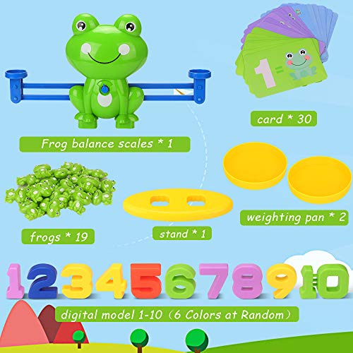 Juegos Matematicos Balanza para Niños, Equilibrar Rana Animal Juguete Montessori con Numer Tarjeta, Number y Matemáticas Aprendizaje Juguetes Educativos para Niños y Niñas de 3 4 5 6 Años (Rana)