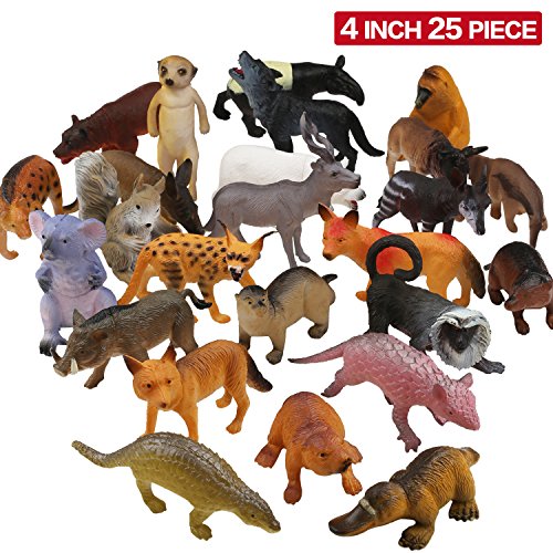 Juguete de animales de Zoo World, juego de 25 piezas de animales de la selva realistas (10 cm), plástico, para niños y niñas Gran idea de regalo o recuerdo de fiesta para niños