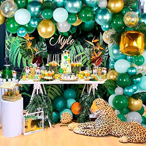 Jungle Safari Theme Party Supplies - 167 piezas Jungle Party Balloon Garland Kit para niños, niñas, fiestas de cumpleaños, decoración de baby shower, decoraciones de fiesta de Safari