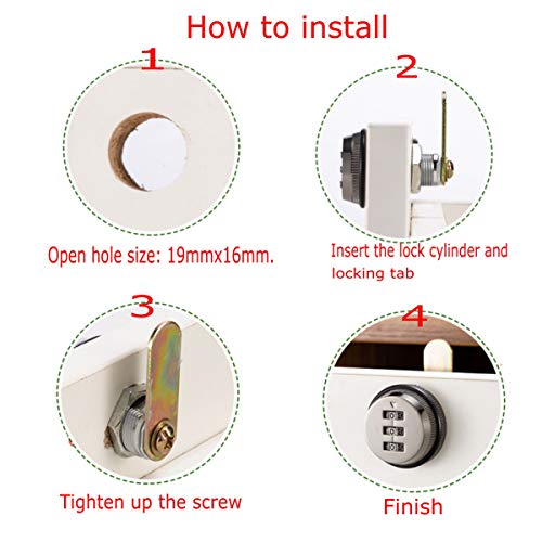 JZK 2 x Cerradura de combinación de 3 código digital, cerradura codificada cerradura contraseña para armario puerta archivador buzón cajón armario