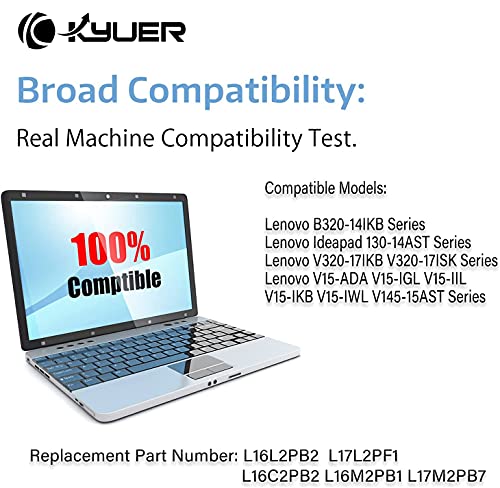 K KYUER 30Wh L16L2PB2 L16M2PB2 Batería para Lenovo IdeaPad 320-14IKB 320-15IKB 320-15ISK 320-17ABR 320-17AST 320-17ISK V15-ADA V15-IGL V15-IIL V15-IKB V15-IWL V145-15AST L16M2PB1 L16L2PB3 L17L2PF1