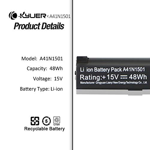 K KYUER A41N1501 Batería para ASUS Rog N552V N552VX N552VW N752V N752VX N752VW GL752V GL752VL GL752VW GL752VL-T4037T GL752VW-DH71 DH74 N552VW-FI202T N552VW-FW171T FY147T FY094T N752VX-GC218T GC190T
