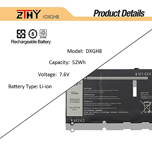 K KYUER DXGH8 Laptop Batería para DELL Inspiron 13 7000 7390 7391 7490 5390 5391 XPS 13 9370 7390 9380 2019 DELL Latitude 3301 E3301 Vostro 13 5000 5390 5391 P82G001 Convertible 52WH Notebook Battery