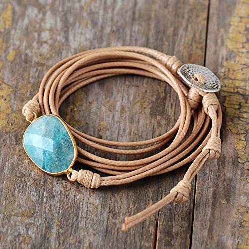 K-ONE Pulsera de Abrigo de Gama Alta Piedras Naturales Boho Pulsera de Amistad Larga Pulseras de declaración Regalos de Mujer