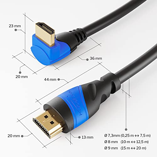 KabelDirekt – 0,5m Cable HDMI 4K 90°, compatible con (HDMI 2.0a/b, 2.0, 1.4a, 4K Ultra HD, 3D, Full HD 1080p, HDR, ARC High Speed con Ethernet, PS4, XBOX, HDTV), TOP Series