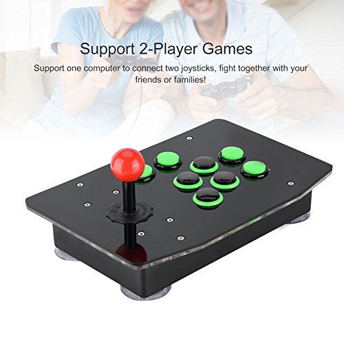 Kafuty Consola de Juegos Arcade USB, Consola de Juegos de Lucha, Joystick, Controlador sin demora para Juegos de computadora para PC, Juegos de 2 Jugadores compatibles, Plug and Play.