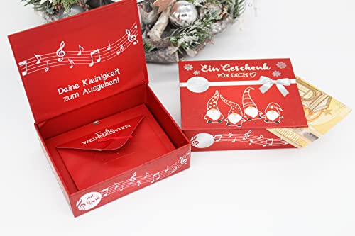 KAMACA Juego de 2 cajas de regalo con música para regalar dinero, regalos pequeños, regalos, dinero, cupones de Navidad, juego de 2 cajas de música de duende