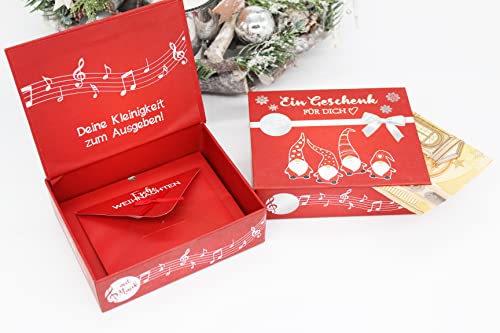 KAMACA Juego de 2 cajas de regalo con música para regalar dinero, regalos pequeños, regalos, dinero, cupones de Navidad, juego de 2 cajas de música de duende